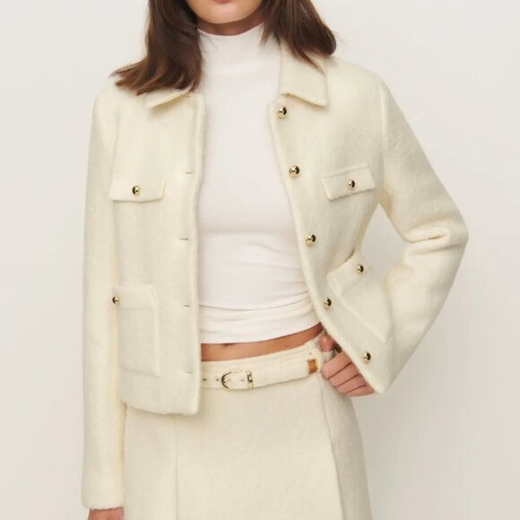 NWT Reformation Marin Wool-Blend Jacket - Cream - XS - Picture 2 of 7